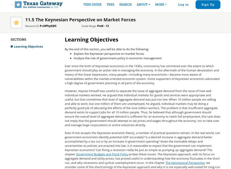 Texas Gateway: Chapter 11: The Keynesian Perspective on Market Forces eBook Texas Gateway: Chapter 11: The Keynesian Perspective on Market Forces eBook