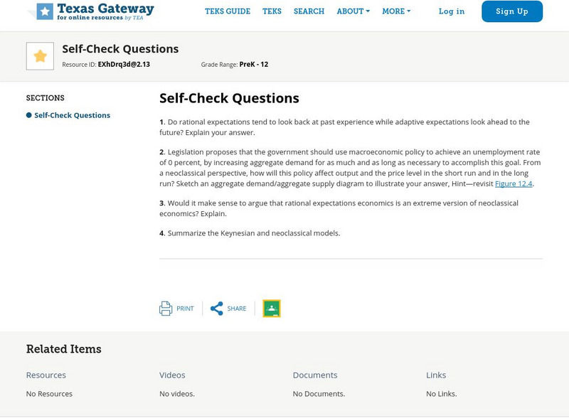 Texas Gateway: Chapter 12: Neoclassical Perspective: Self Check Questions Unknown Type Texas Gateway: Chapter 12: Neoclassical Perspective: Self Check Questions Unknown Type