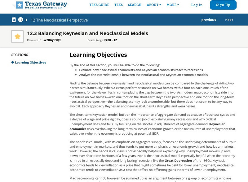 Texas Gateway: Chapter 12: Balancing Keynesian and Neoclassical Models eBook Texas Gateway: Chapter 12: Balancing Keynesian and Neoclassical Models eBook