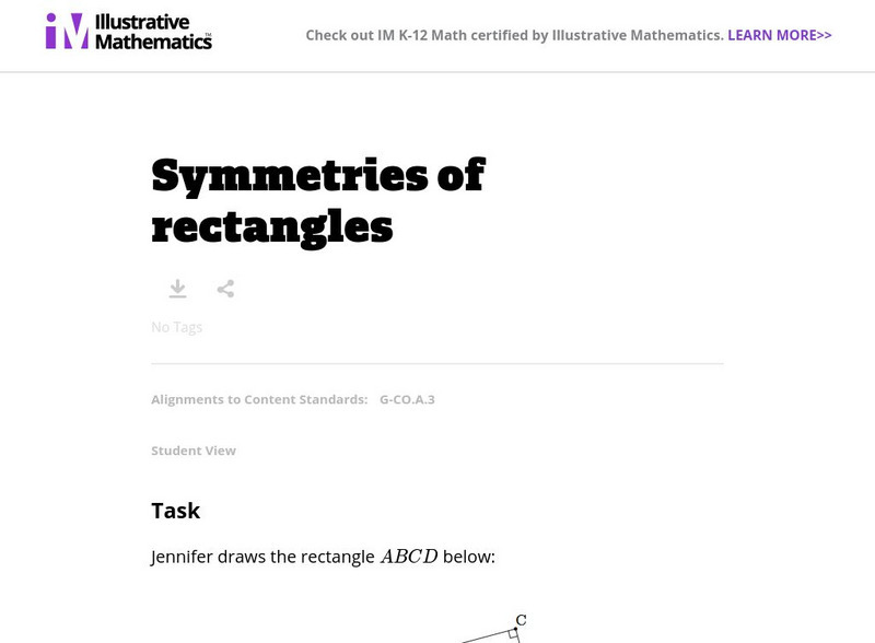 Illustrative Mathematics: G Co Symmetries of Rectangles Lesson Plan Illustrative Mathematics: G Co Symmetries of Rectangles Lesson Plan