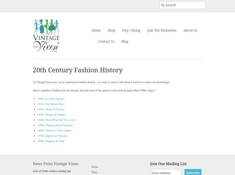 Vintage Vixen: 20th Century Fashion History Website Vintage Vixen: 20th Century Fashion History Website