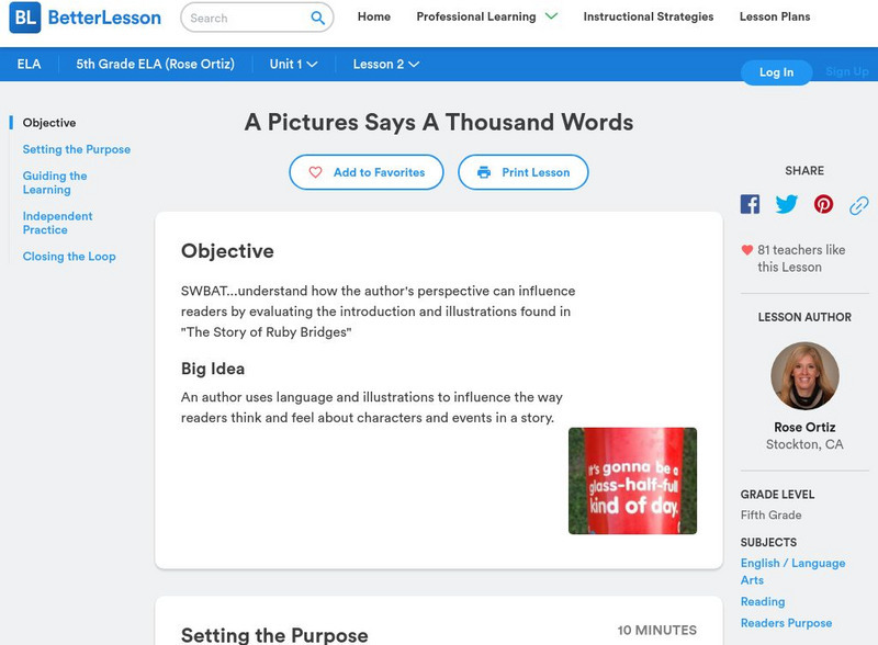 Better Lesson: Lesson: A Picture Says a Thousand Words Lesson Plan Better Lesson: Lesson: A Picture Says a Thousand Words Lesson Plan