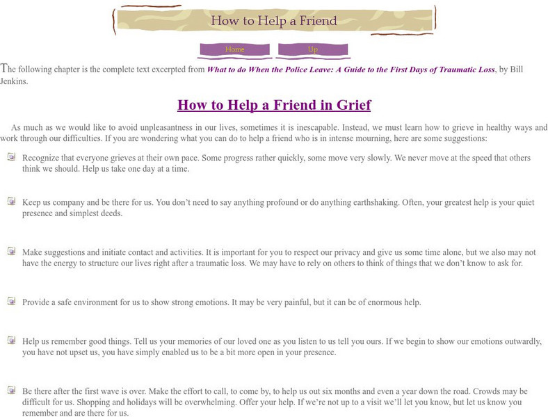 Wbj Press: How to Help a Friend in Grief Handout Wbj Press: How to Help a Friend in Grief Handout