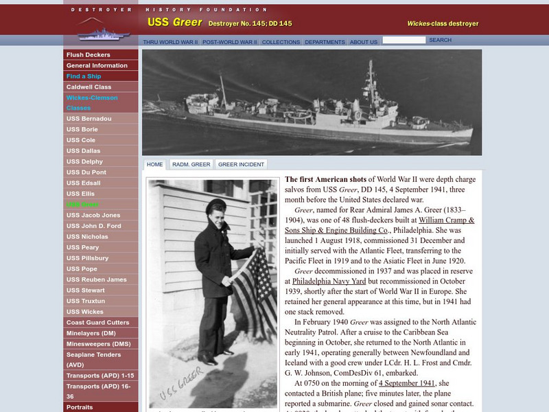 Destroyer History Foundation: Uss Greer (Dd 145) Website Destroyer History Foundation: Uss Greer (Dd 145) Website