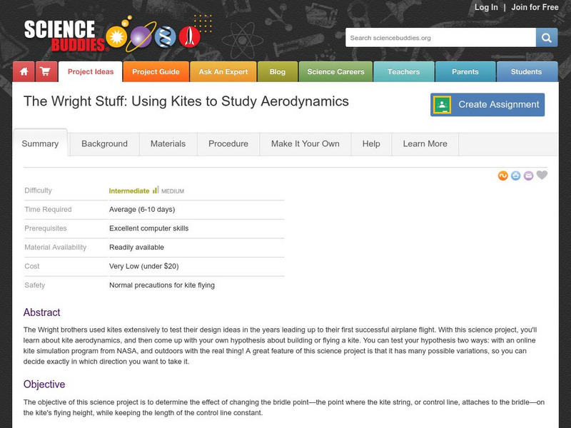 Science Buddies: The Wright Stuff: Using Kites to Study Aerodynamics Activity