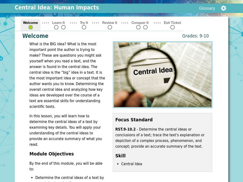 Thinkport: Determine the Central Idea: Human Impacts Unit Plan Thinkport: Determine the Central Idea: Human Impacts Unit Plan