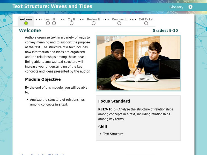 Thinkport: Text Structure of Relationships in Text: Waves and Tides Unit Plan
