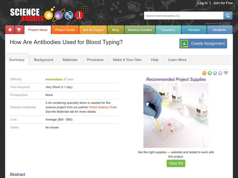 Science Buddies: How Are Antibodies Used for Blood Typing? Activity Science Buddies: How Are Antibodies Used for Blood Typing? Activity