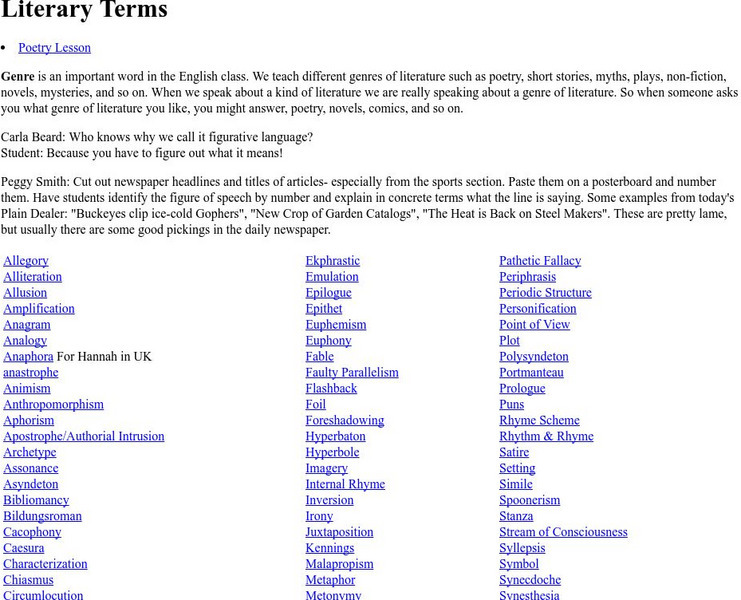 Cyber English (By Ted Nellen): Literary Terms Handout Cyber English (By Ted Nellen): Literary Terms Handout