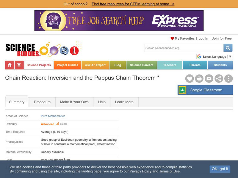 Science Buddies: Chain Reaction: Inversion and the Pappus Chain Theorem Lesson Plan