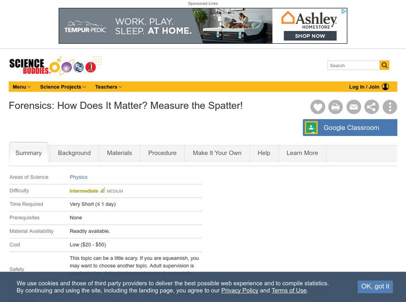 Science Buddies: Forensics: How Does It Matter? Measure the Spatter! Activity Science Buddies: Forensics: How Does It Matter? Measure the Spatter! Activity