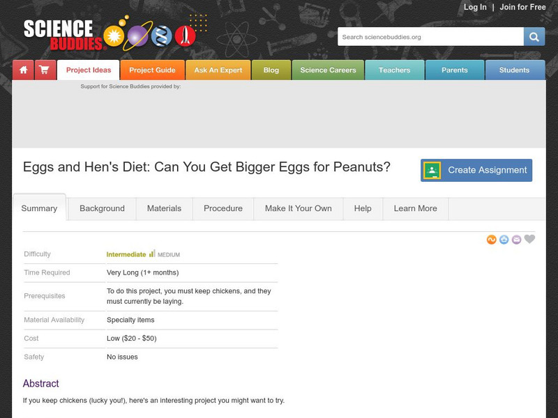 Science Buddies: Eggs and Hen's Diet: Can You Get Bigger Eggs for Peanuts? Activity Science Buddies: Eggs and Hen's Diet: Can You Get Bigger Eggs for Peanuts? Activity