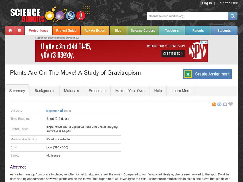 Science Buddies: Plants Are on the Move! A Study of Gravitropism Activity Science Buddies: Plants Are on the Move! A Study of Gravitropism Activity