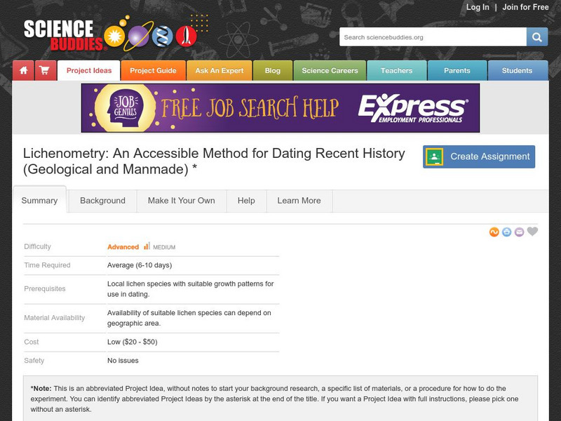 Science Buddies: Lichenometry: An Accessible Method for Dating Recent History Activity Science Buddies: Lichenometry: An Accessible Method for Dating Recent History Activity