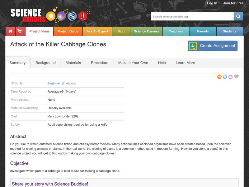 Science Buddies: Attack of the Killer Cabbage Clones Unit Plan Science Buddies: Attack of the Killer Cabbage Clones Unit Plan