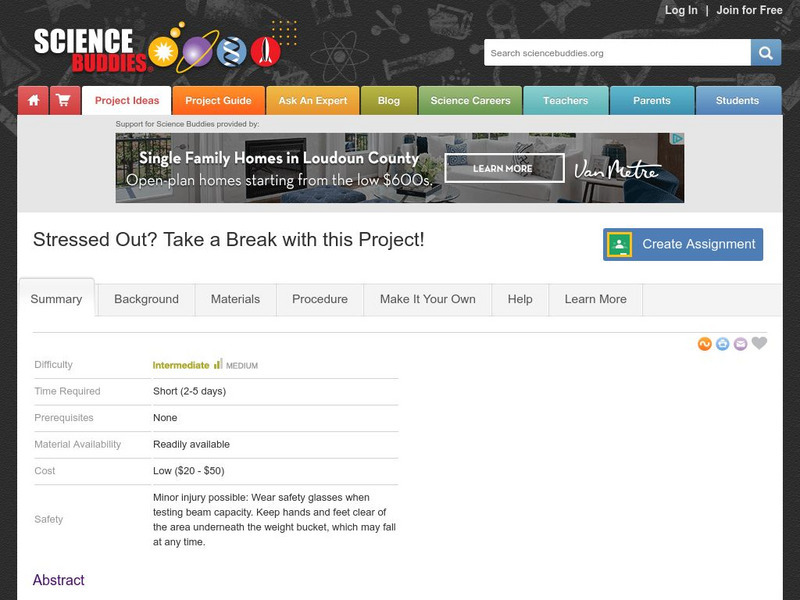 Science Buddies: Stressed Out? Take a Break With This Project! Activity Science Buddies: Stressed Out? Take a Break With This Project! Activity