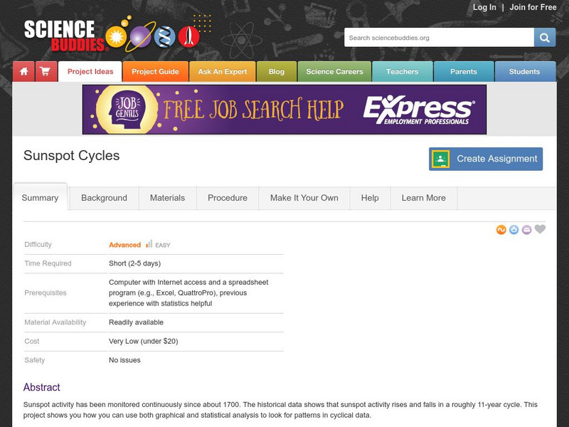 Science Buddies: Sunspot Cycles Activity Science Buddies: Sunspot Cycles Activity
