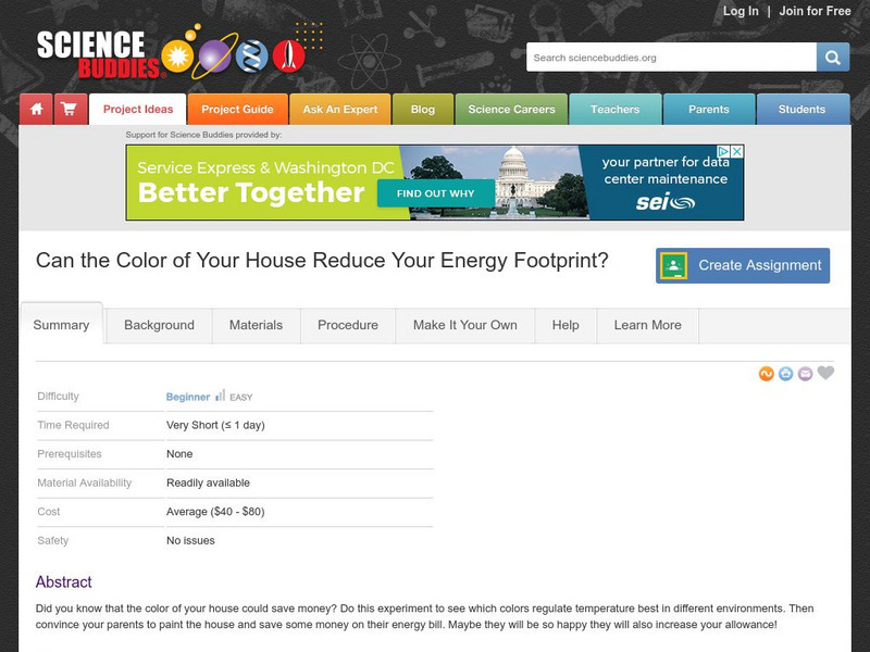 Science Buddies: Can the Color of Your House Reduce Your Energy Bill? Activity Science Buddies: Can the Color of Your House Reduce Your Energy Bill? Activity