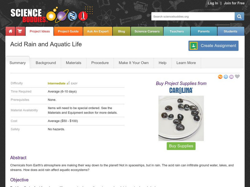 Science Buddies: Acid Rain and Aquatic Life Activity Science Buddies: Acid Rain and Aquatic Life Activity