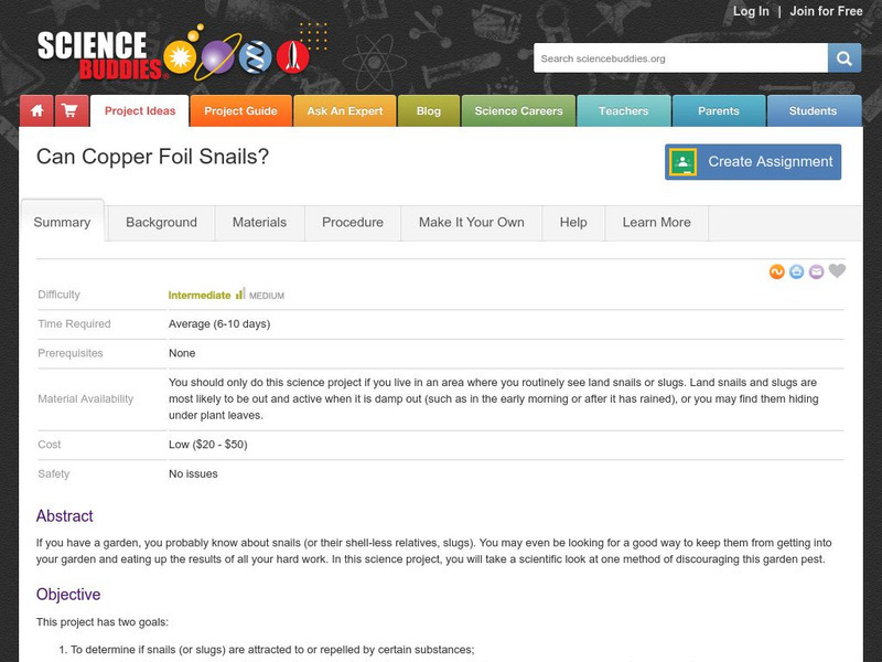 Science Buddies: Can Copper Foil Snails? Activity