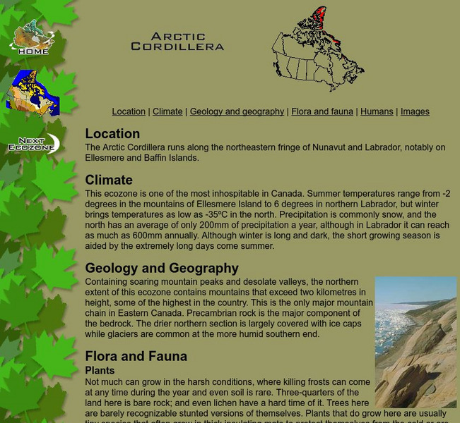 Mc Gill University: Canadian Biodiversity: Ecozones: Arctic Cordillera Handout Mc Gill University: Canadian Biodiversity: Ecozones: Arctic Cordillera Handout