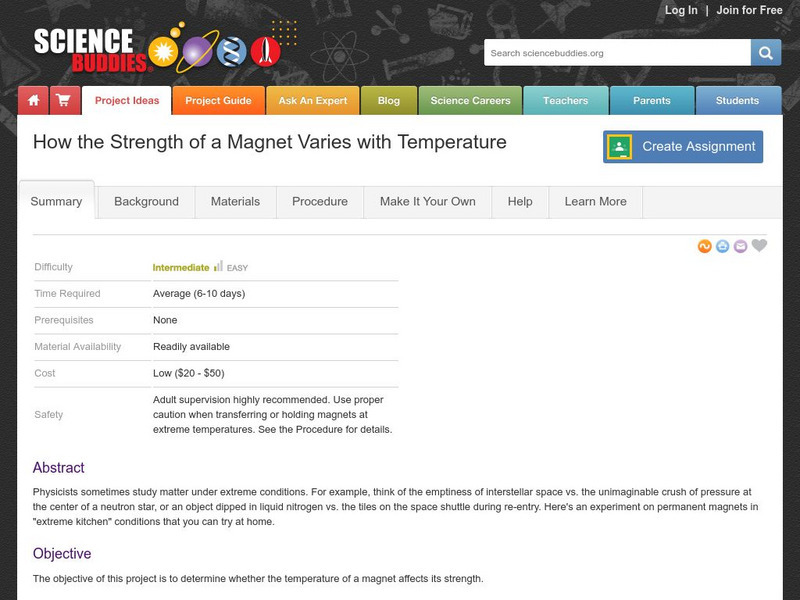 Science Buddies: How the Strength of a Magnet Varies With Temperature Activity Science Buddies: How the Strength of a Magnet Varies With Temperature Activity