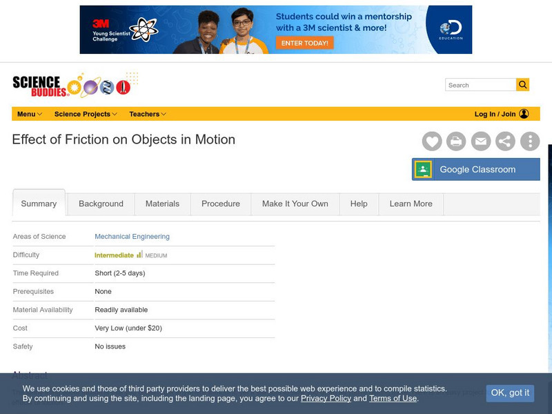 Science Buddies: Effect of Friction on Objects in Motion Activity Science Buddies: Effect of Friction on Objects in Motion Activity