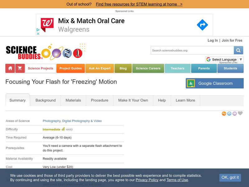 Science Buddies: Focusing Your Flash for 'Freezing' Motion Activity