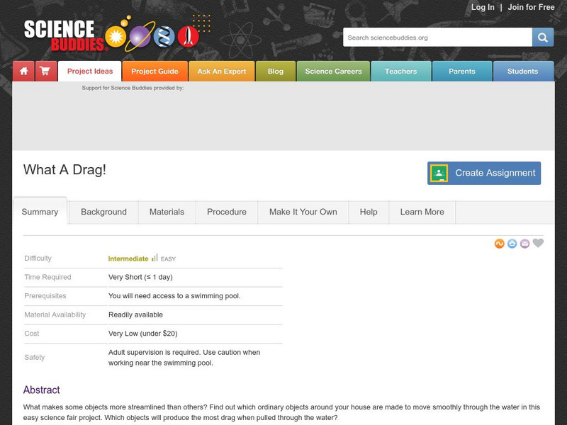 Science Buddies: What a Drag! Activity Science Buddies: What a Drag! Activity