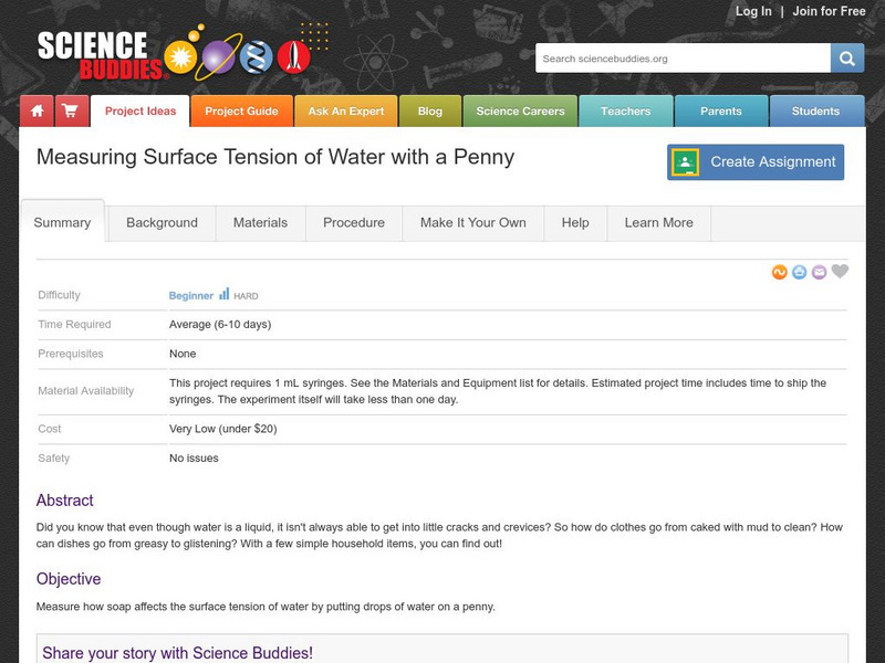 Science Buddies: Measuring Surface Tension of Water With a Penny Activity Science Buddies: Measuring Surface Tension of Water With a Penny Activity