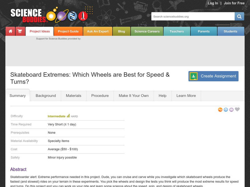 Science Buddies:skateboard Extremes:which Wheels Are Best for Speed & Turns? Activity Science Buddies:skateboard Extremes:which Wheels Are Best for Speed & Turns? Activity