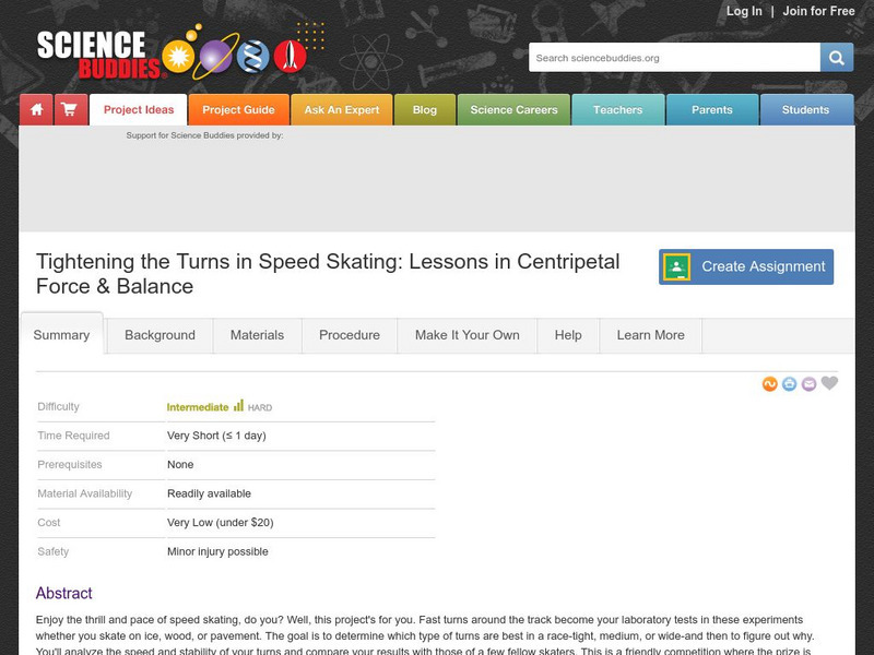 Science Buddies: Tightening the Turns in Speed Skating Activity Science Buddies: Tightening the Turns in Speed Skating Activity
