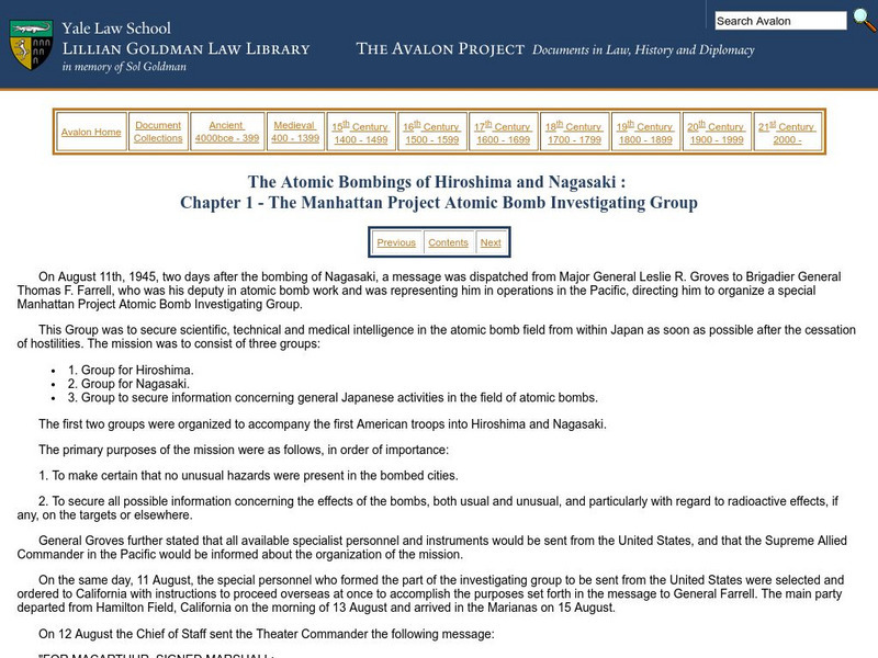 The Manhattan Project Atomic Bomb Investigating Group Handout The Manhattan Project Atomic Bomb Investigating Group Handout