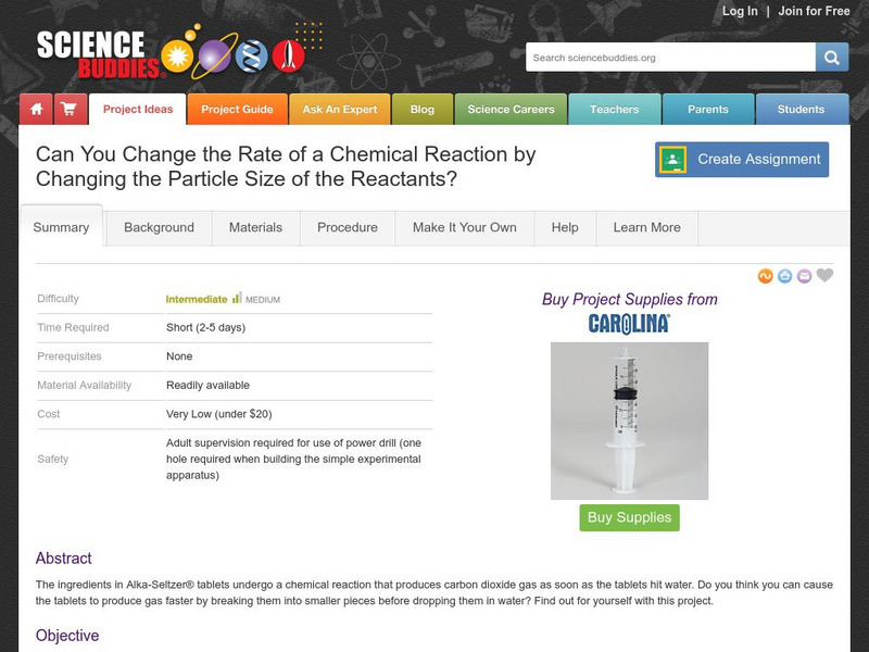 Science Buddies: Can You Change the Rate of a Chemical Reaction? Activity Science Buddies: Can You Change the Rate of a Chemical Reaction? Activity
