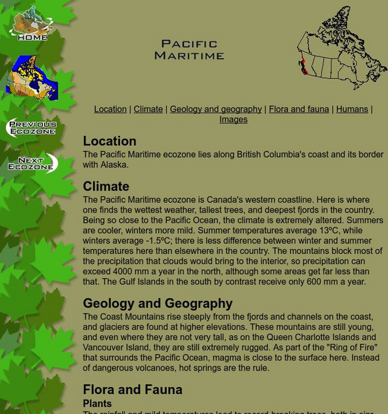 Mc Gill University: Canadian Biodiversity: Ecozones: Pacific Maritime Handout Mc Gill University: Canadian Biodiversity: Ecozones: Pacific Maritime Handout