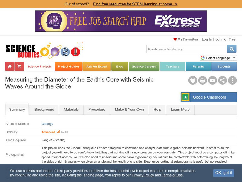 Science Buddies: Measuring the Earth's Core With Seismic Waves Lesson Plan Science Buddies: Measuring the Earth's Core With Seismic Waves Lesson Plan