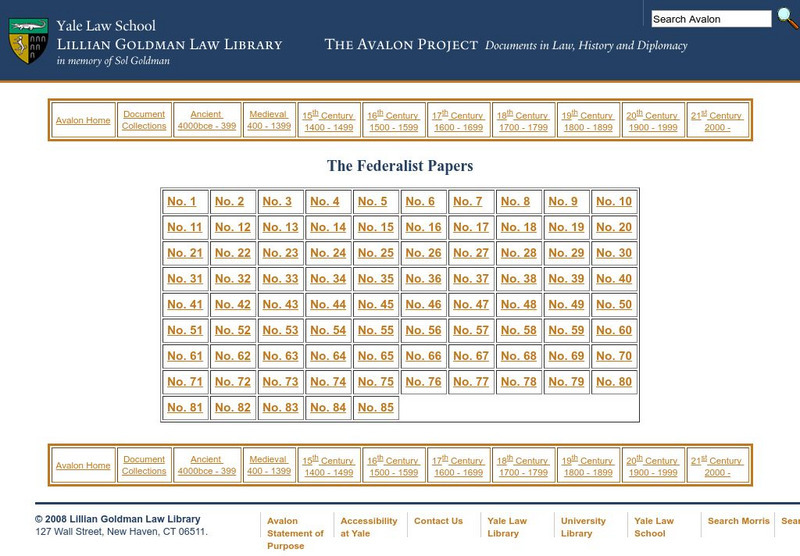 Avalon Project: The Federalist Papers Primary Avalon Project: The Federalist Papers Primary