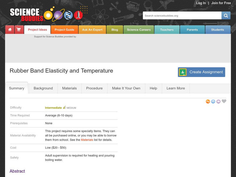 Science Buddies: Rubber Band Elasticity and Temperature Activity Science Buddies: Rubber Band Elasticity and Temperature Activity