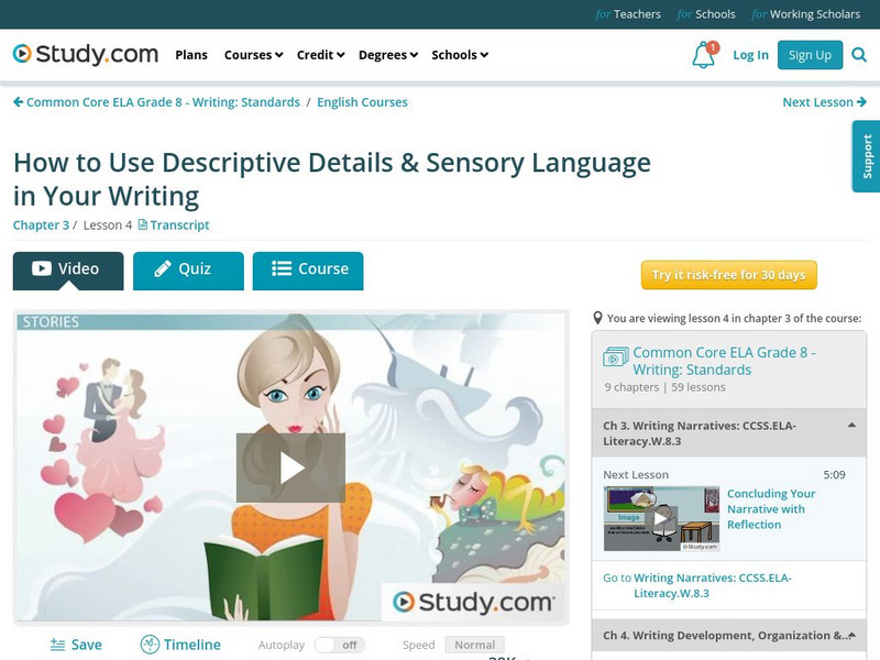 Study.com: How to Use Descriptive Details & Sensory Language in Your Writing Lesson Plan