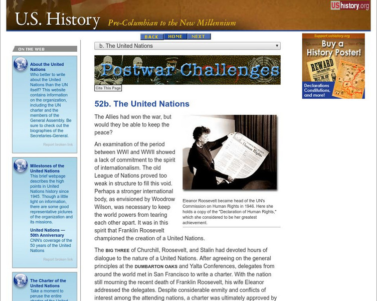 U.s. History: The United Nations Website U.s. History: The United Nations Website