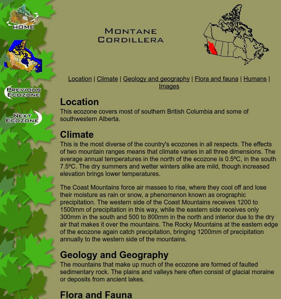 Mc Gill University: Canadian Biodiversity: Ecozones: Montane Cordillera Handout