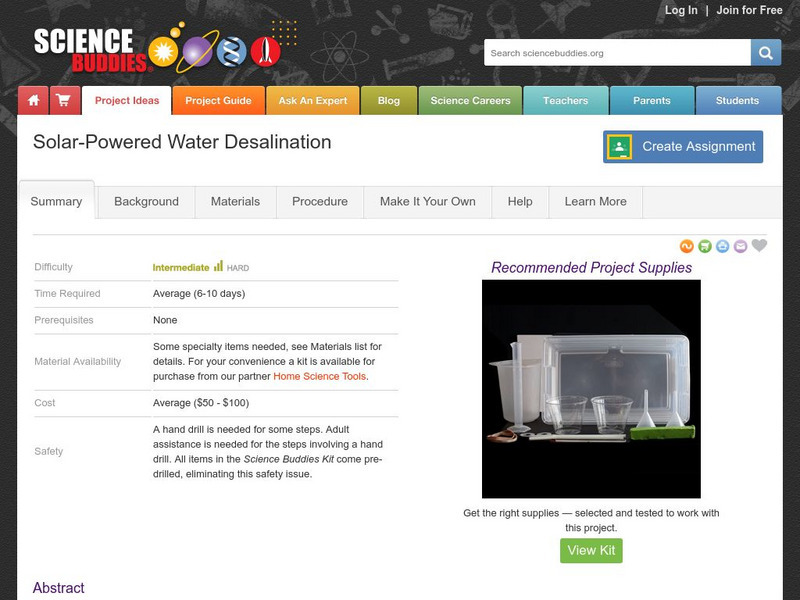 Science Buddies: Solar Powered Water Desalination Activity Science Buddies: Solar Powered Water Desalination Activity