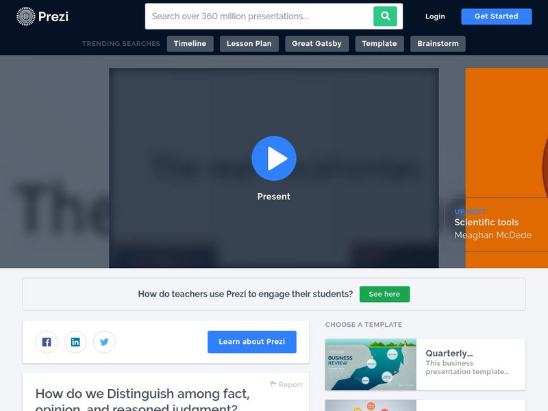 Prezi: How Do We Distinguish Among Fact, Opinion, and Reasoned Judgment? Activity Prezi: How Do We Distinguish Among Fact, Opinion, and Reasoned Judgment? Activity