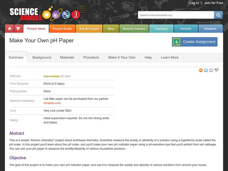 Science Buddies: Make Your Own P H Paper Activity Science Buddies: Make Your Own P H Paper Activity