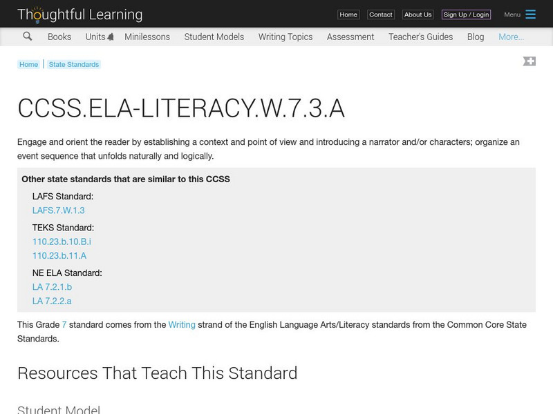 Thoughtful Learning: ccss.ela literacy.w.7.3.a Website Thoughtful Learning: ccss.ela literacy.w.7.3.a Website