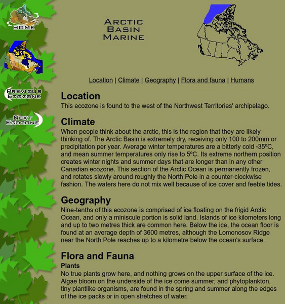 Mc Gill University: Canadian Biodiversity: Ecozones: Arctic Basin Marine Handout Mc Gill University: Canadian Biodiversity: Ecozones: Arctic Basin Marine Handout