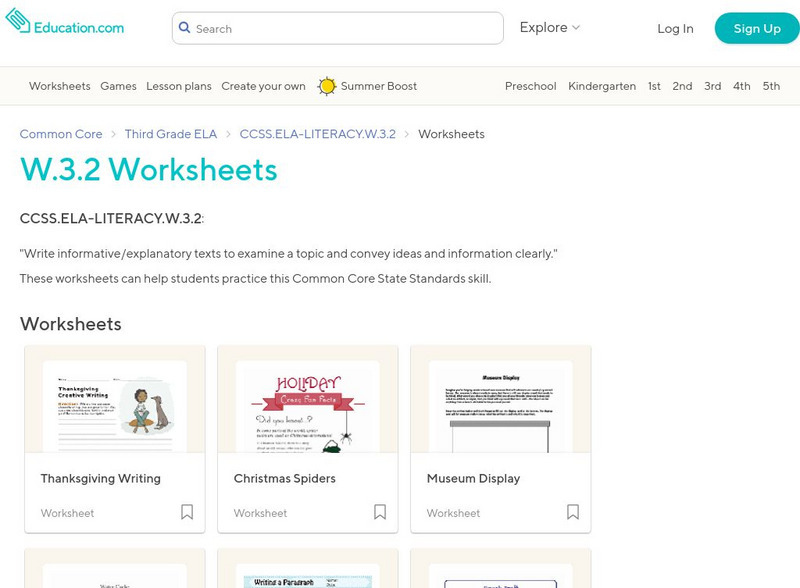 Education.com: W.3.2 Worksheets: Write Informative/explanatory Texts Unknown Type Education.com: W.3.2 Worksheets: Write Informative/explanatory Texts Unknown Type