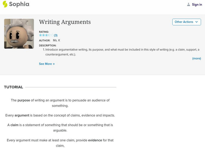 Sophia: Writing Arguments Unit Plan Sophia: Writing Arguments Unit Plan