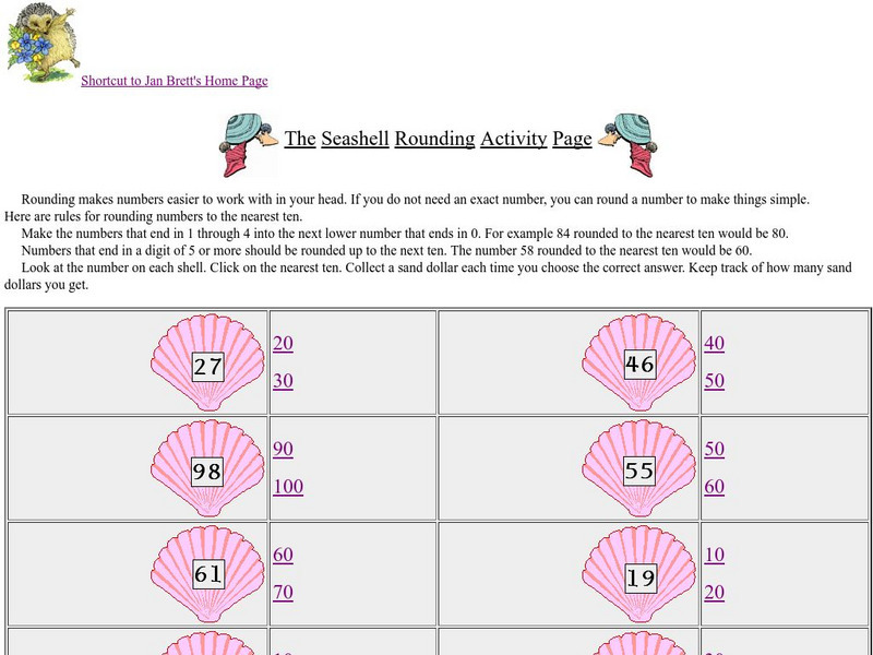 Jan Brett: Seashell Rounding Activity Activity Jan Brett: Seashell Rounding Activity Activity