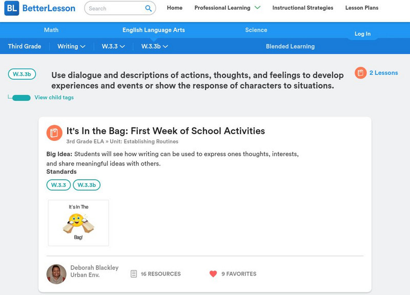 Better Lesson: W.3.3.b: Use Dialogue and Descriptions of Actions Lesson Plan Better Lesson: W.3.3.b: Use Dialogue and Descriptions of Actions Lesson Plan